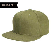 Army Olive 6 PANEL WOOL CUSTOM SNAPBACK cap Embroidery & laser engraving leather patch
