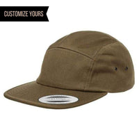 Olive Jockey Camper Cap for custom laser engraving leather patch and branded Embroidery