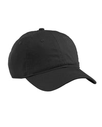 Black Econscious Organic Cotton Twill Unstructured Baseball Hat Embroidery engraving leather patch