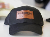 custom organic eco friendly hats with leather patch logo