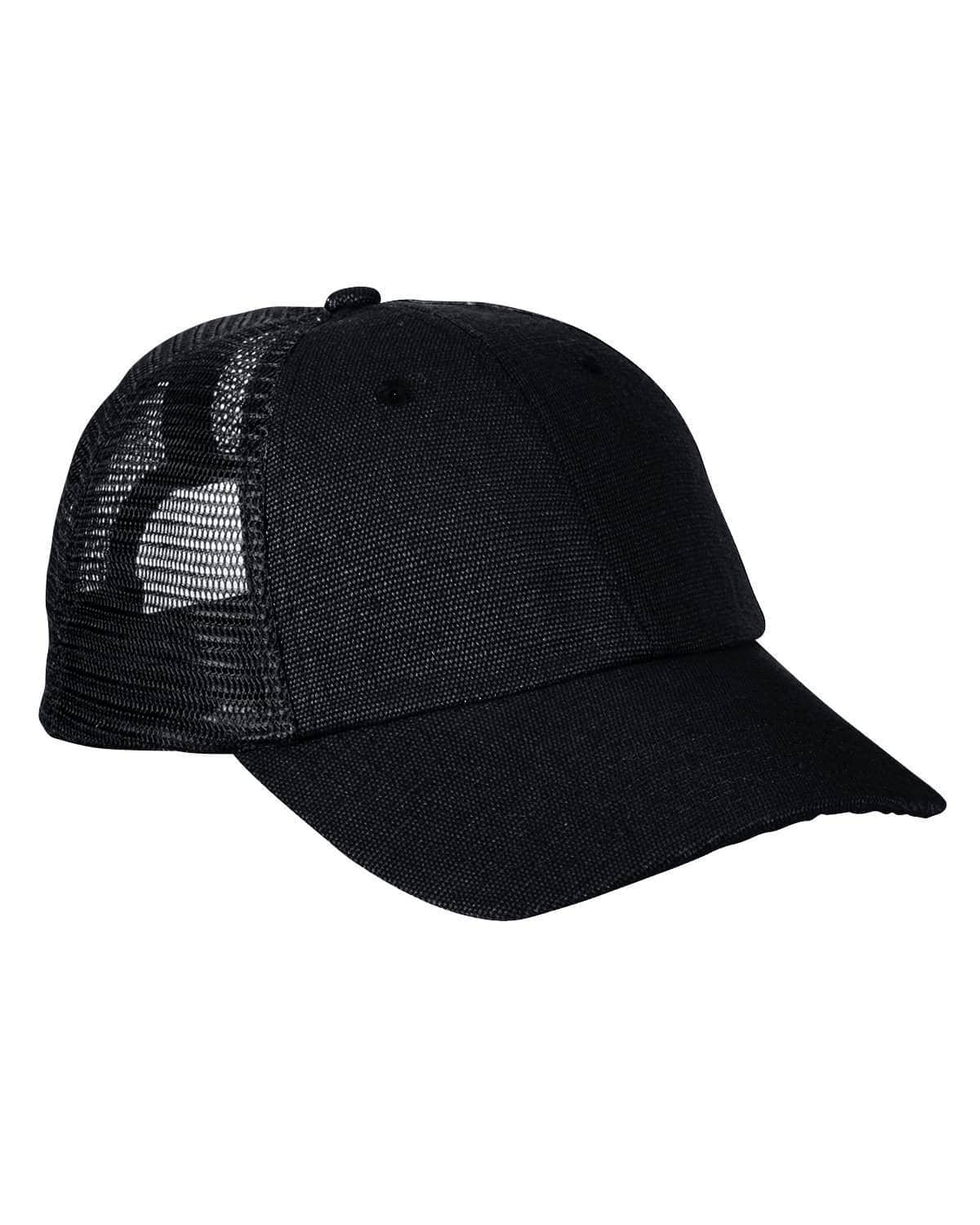 Black Mesh Eco Hemp Baseball Trucker Cap for Custom Embroidery & laser embossed leather patch