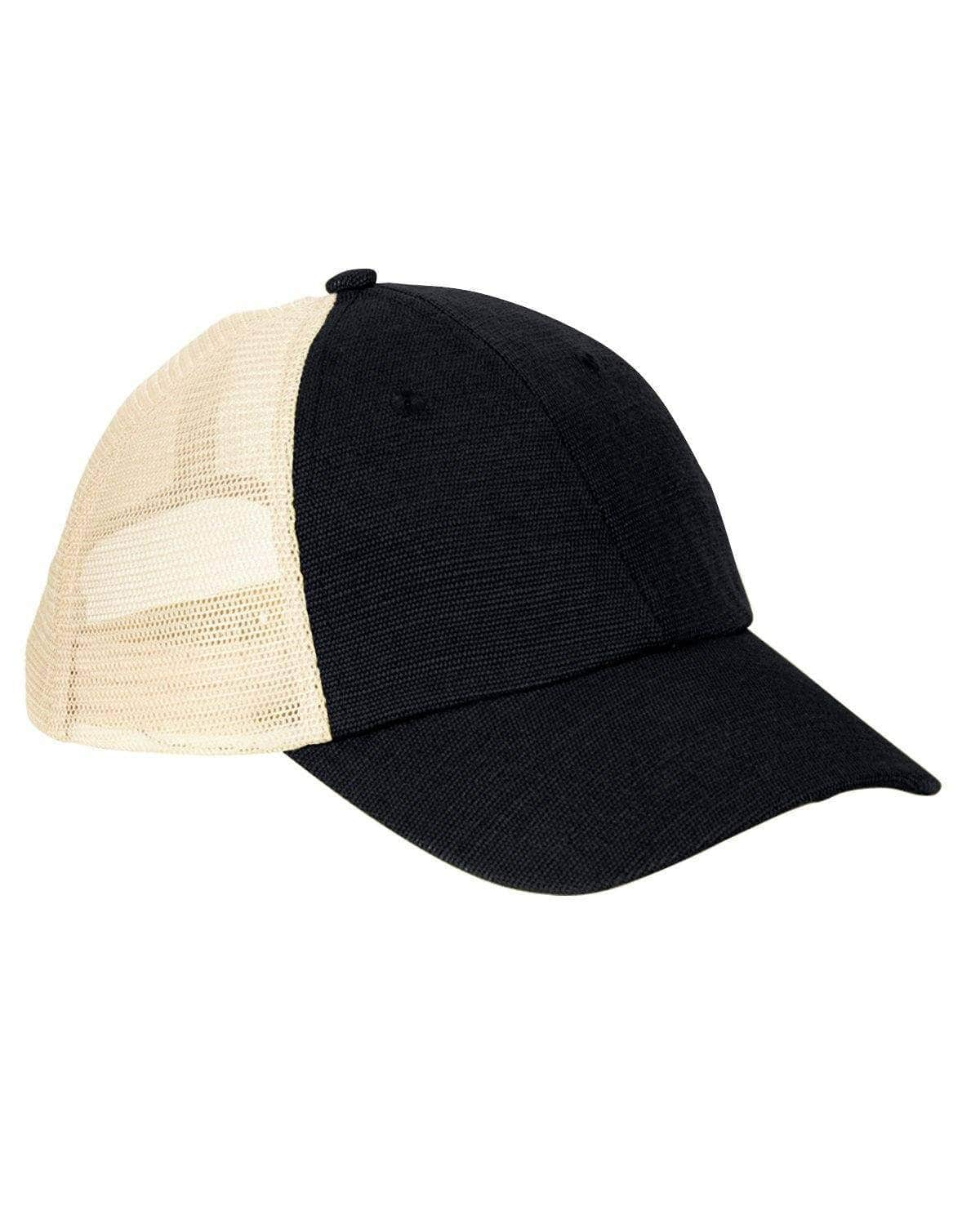 Black Mesh Eco Hemp Baseball Trucker Cap for Custom Embroidery & laser embossed leather patch