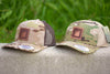 multicam trucker with leather patch custom with logo