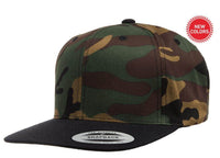 Snapback & 2-Tone Camo cap for custom promotional Embroidery and Laser engraved leather patch