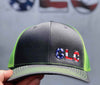 grey and green custom embroidered hat by dekni creations
