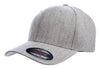 Heather Flexfit Wool Blend Custom Cap for laser engraved leather patch and promotional Embroidery