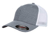 Heather White Melange Mesh Custom Hat for custom engraved leather patch and promotional Embroidery