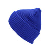 royal blue cuff knit beanie hat for custom personalized Embroidery and Laser engraved leather patch