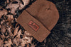 100% wool custom beanies with leather patch