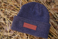 leather patch beanies