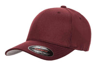 Maroon Flexfit Wool Blend Custom Cap for laser engraved leather patch and promotional Embroidery