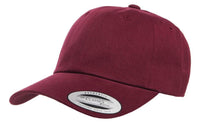 Maroon Peached Cotton Twill Dad Cap for custom Embroidery and Laser engraved leather patch