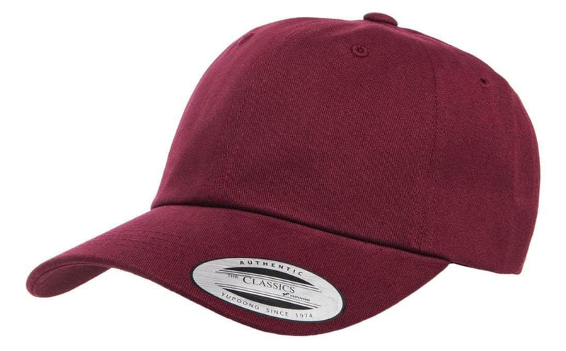Yupoong 6245PT Adult Peached Cotton Twill Dad Cap - Maroon