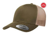 Moss Khaki Retro Trucker Hat for custom laser engraving leather patch and promotional Embroidery