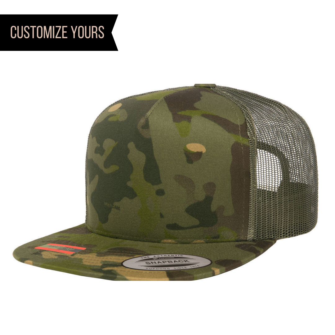 6006MC Yupoong Multicam® Trucker Flat Bill Hat (Bulk Custom with Your Logo)