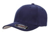 Navy Flexfit Wool Blend Custom Cap for laser engraved leather patch and promotional Embroidery
