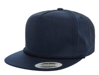 navy Custom Yupoong Classic Poplin Golf cap for embroidery and leather etched patch by dekni