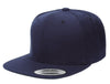 Custom navy Snapback cap for personalized promotional Laser engraved leather patch and Embroidery