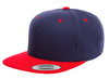 Navy Blue Red Snapback cap for promotional Laser engraved leather patch and custom Embroidery