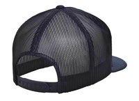 Navy Back Trucker Mesh cap hat for custom promotional Embroidery and Laser engraved leather patch