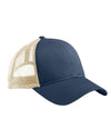 Navy Econscious Trucker Organic Recycled Hat for Custom Embroidery & engraving leather patch
