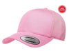 Pink Retro Trucker Hat for custom laser engraving leather patch and promotional Embroidery