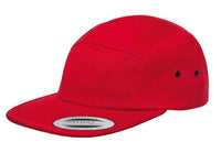 Red Jockey Camper Cap for custom laser engraving leather patch and branded Embroidery