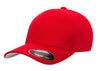 Red Flexfit Wool Blend Custom Cap for laser engraved leather patch and promotional Embroidery