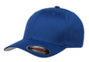 Blue Wooly Combed Cap for promotional Embroidery and custom Laser engraved leather patch
