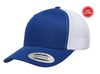 Royal White Retro Trucker Hat for custom laser engraving leather patch and Embroidery
