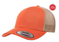 Orange Khaki Retro Trucker Hat for custom laser engraving leather patch and Embroidery