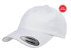 white Low Profile Cotton Twill Dad Hat for custom Embroidery and Laser engraved leather patch