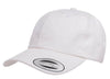 White Peached Cotton Twill Dad Cap for custom Embroidery and Laser engraved leather patch