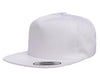 White Unstructured 5-Panel Snapback Custom Cap for laser engraving leather patch and Embroidery